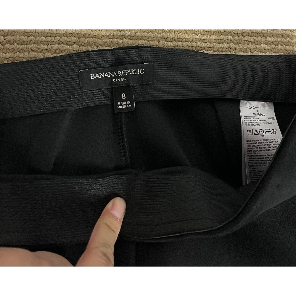Banana Republic Size 8 Women Devon Pants‎ High Rise Black Faux Suede Inseam 27" - Picture 3 of 14